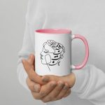White glossy mug with Color Inside - Oriental Calligraphy Girl