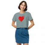 Women’s crop top - Oriental Calligraphy Red Heart